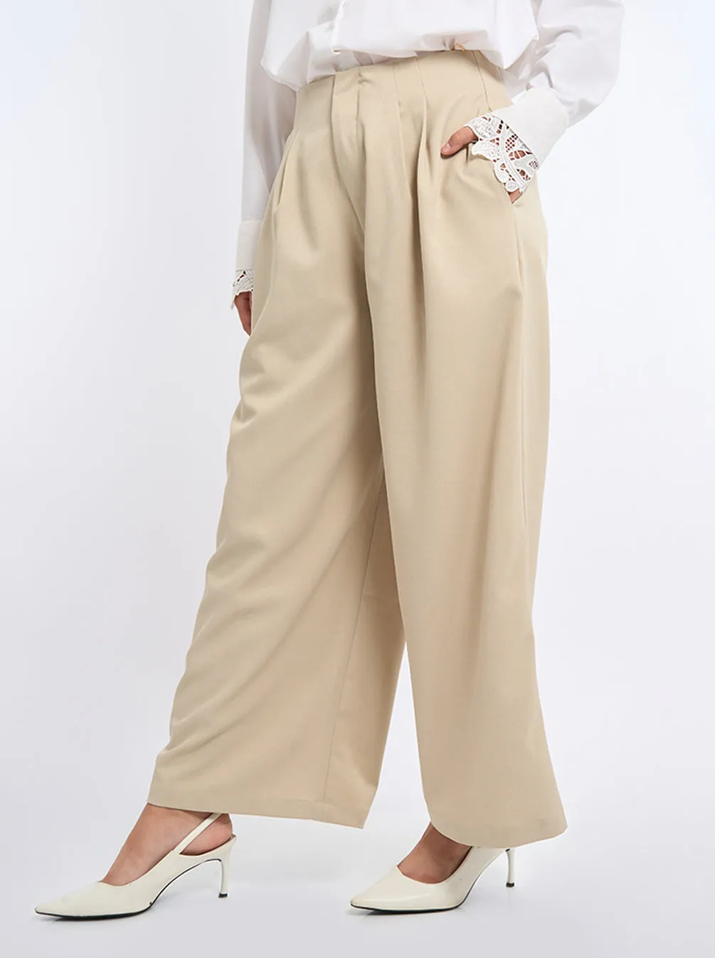 ADIA WIDE PANTS BEIGE