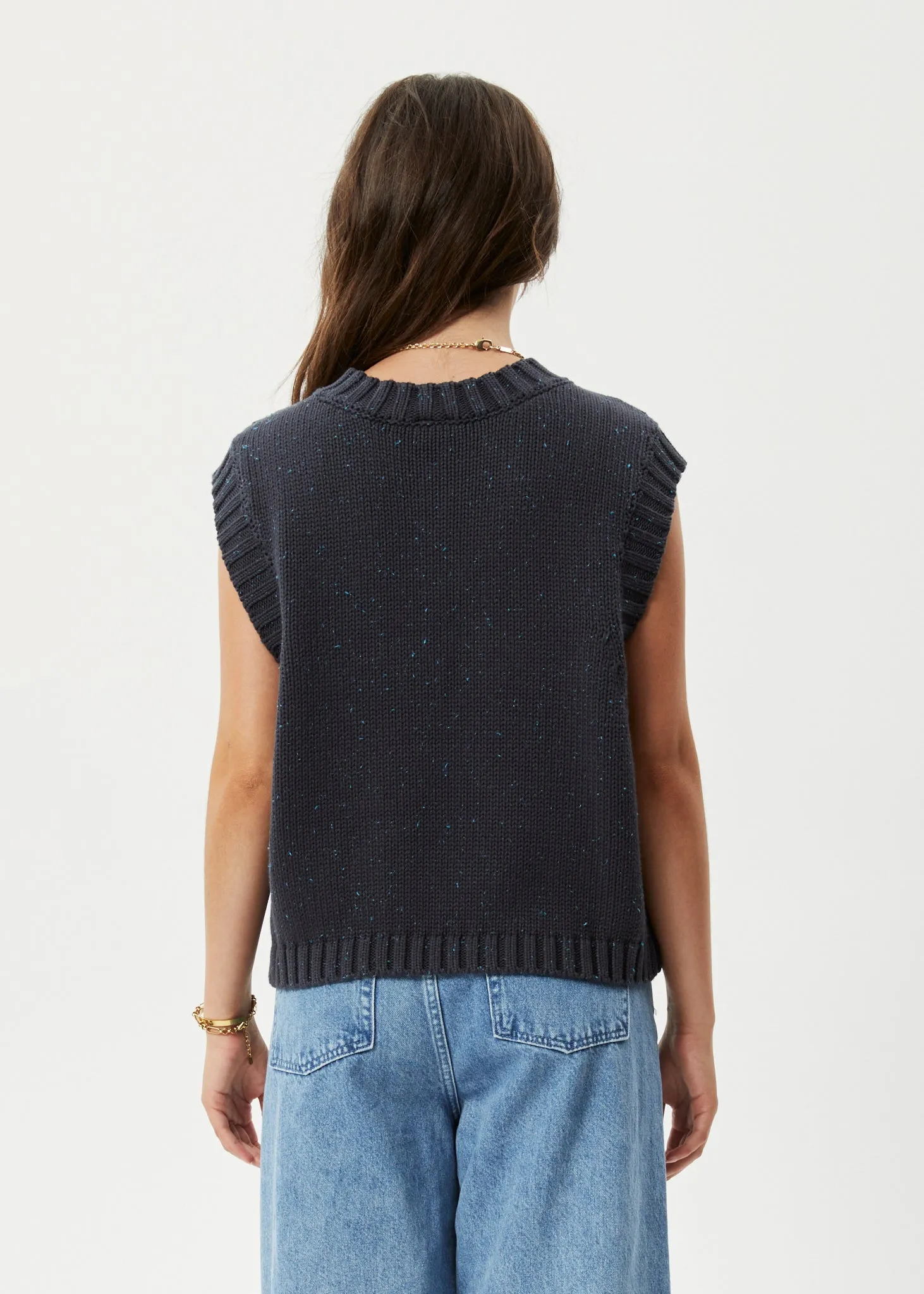 AFENDS Womens Solace - Knit Cropped Vest - Charcoal