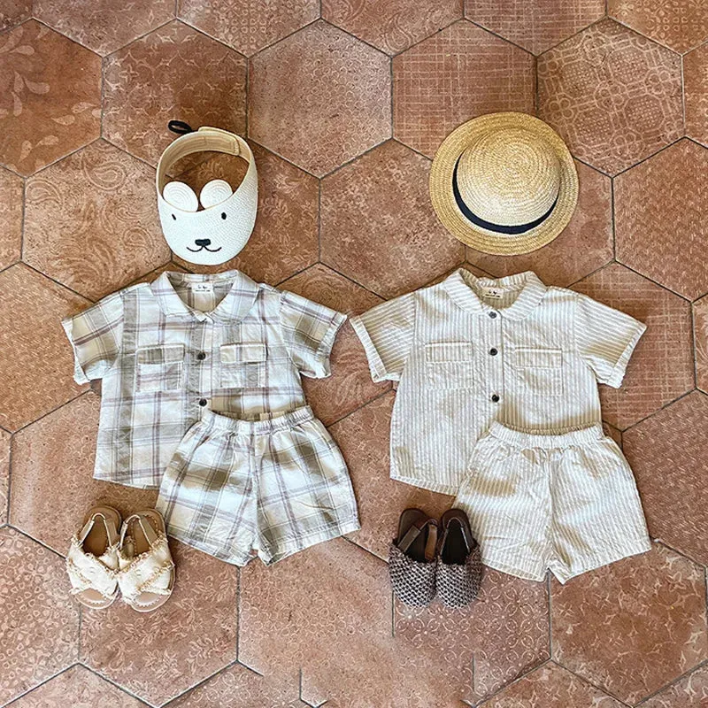 Baby Boys Plaid T-Shirt & Shorts Set