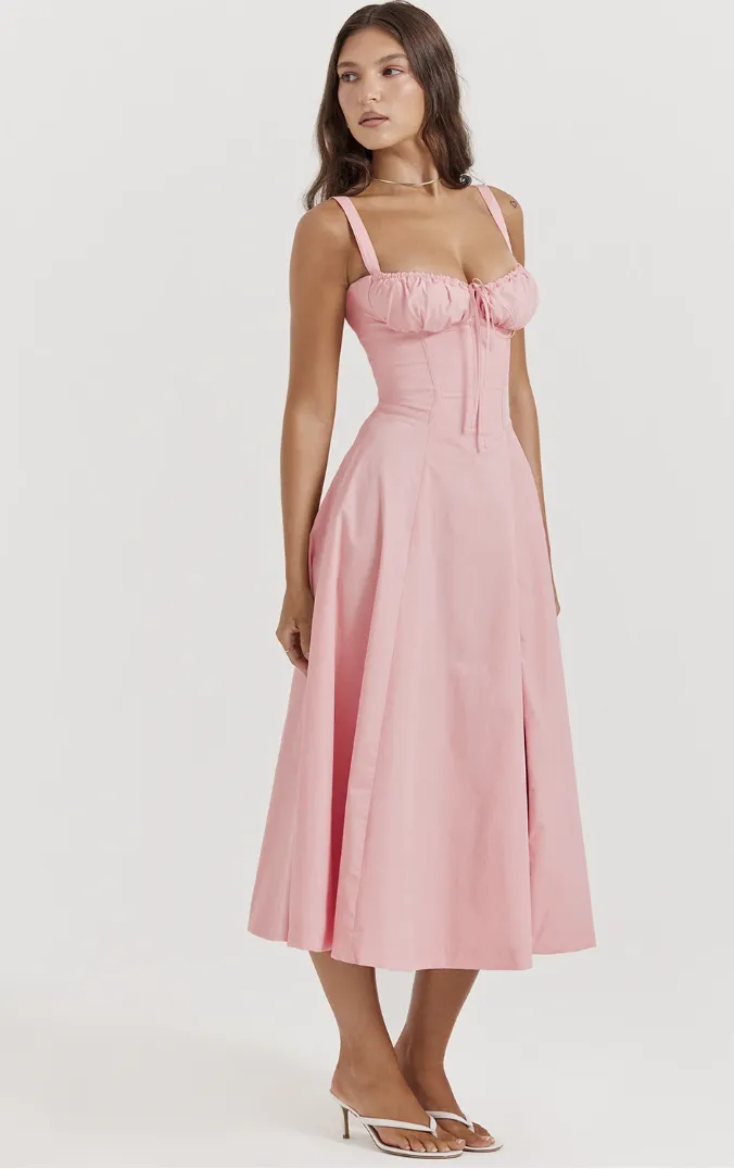 Baby Pink Maxi Bustier A-line Dress