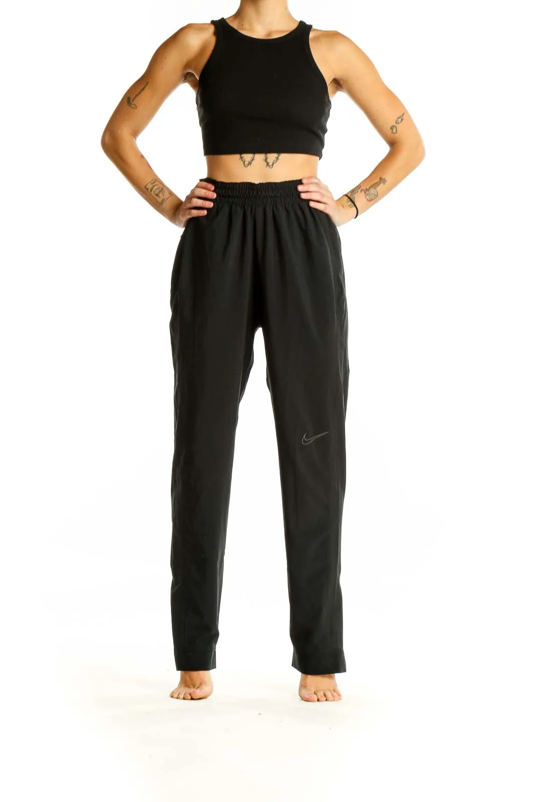 Black Relaxed Fit Activewear Pants