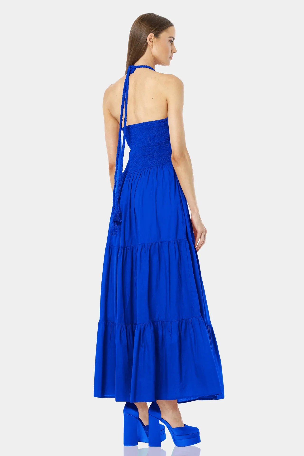 Blue Cut Out Floor Length Gowns