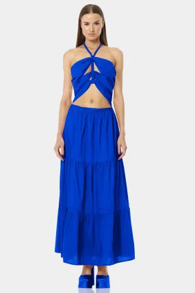 Blue Cut Out Floor Length Gowns