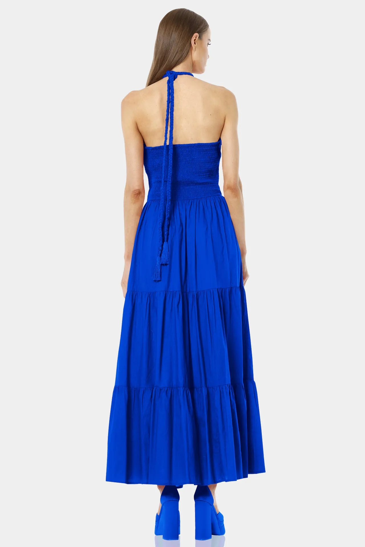 Blue Cut Out Floor Length Gowns