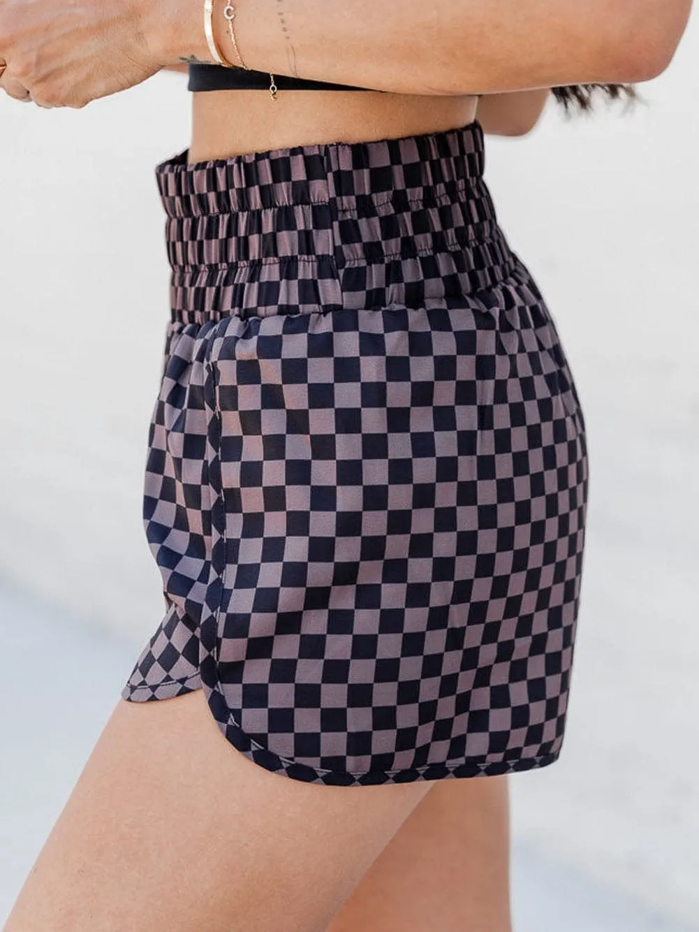 Breathable Checkered Workout Shorts