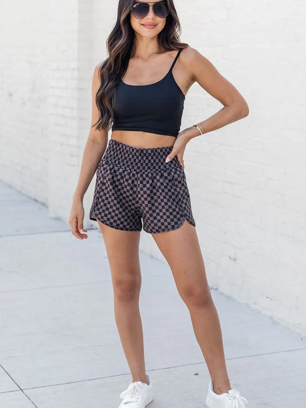 Breathable Checkered Workout Shorts