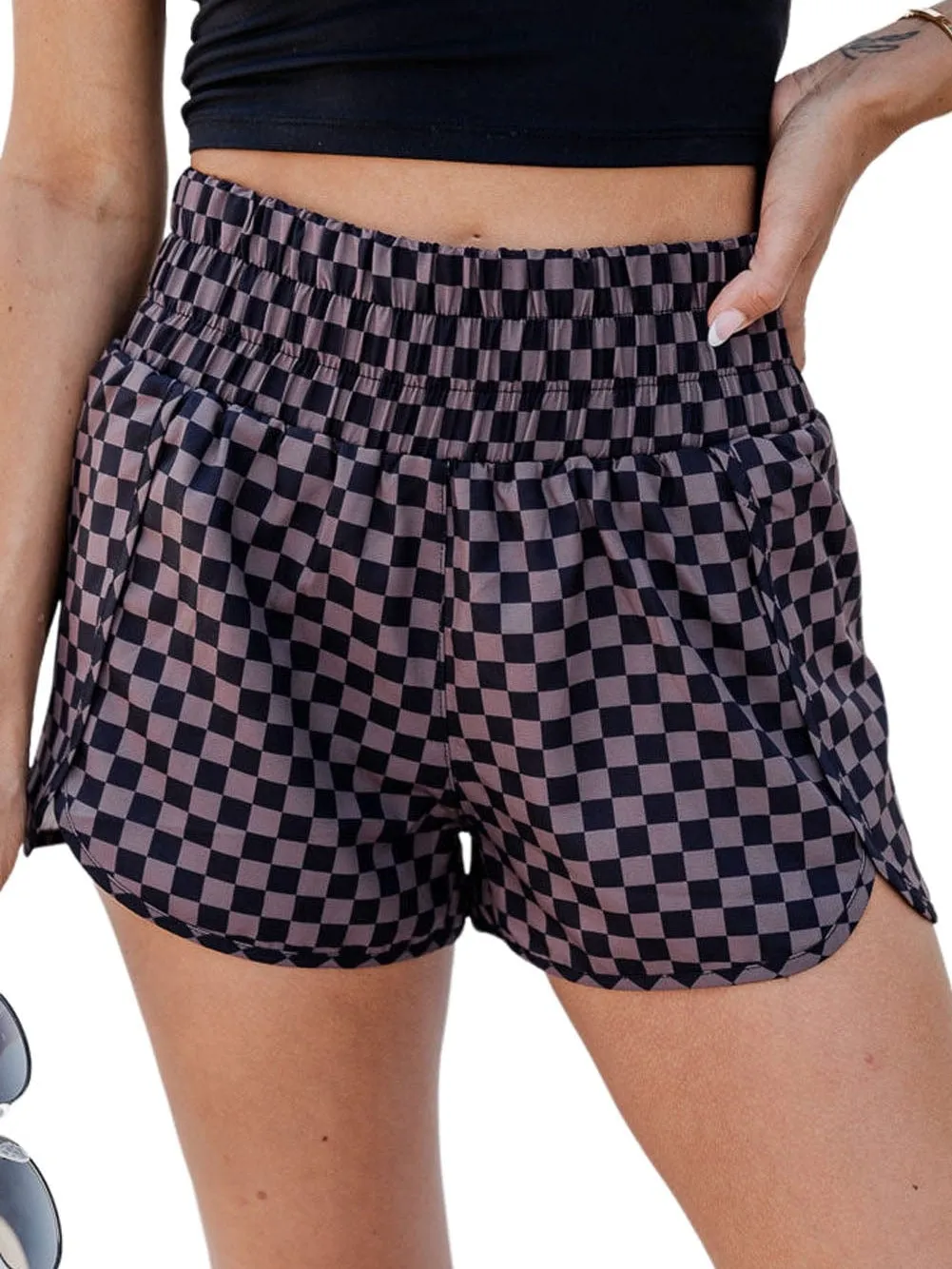 Breathable Checkered Workout Shorts