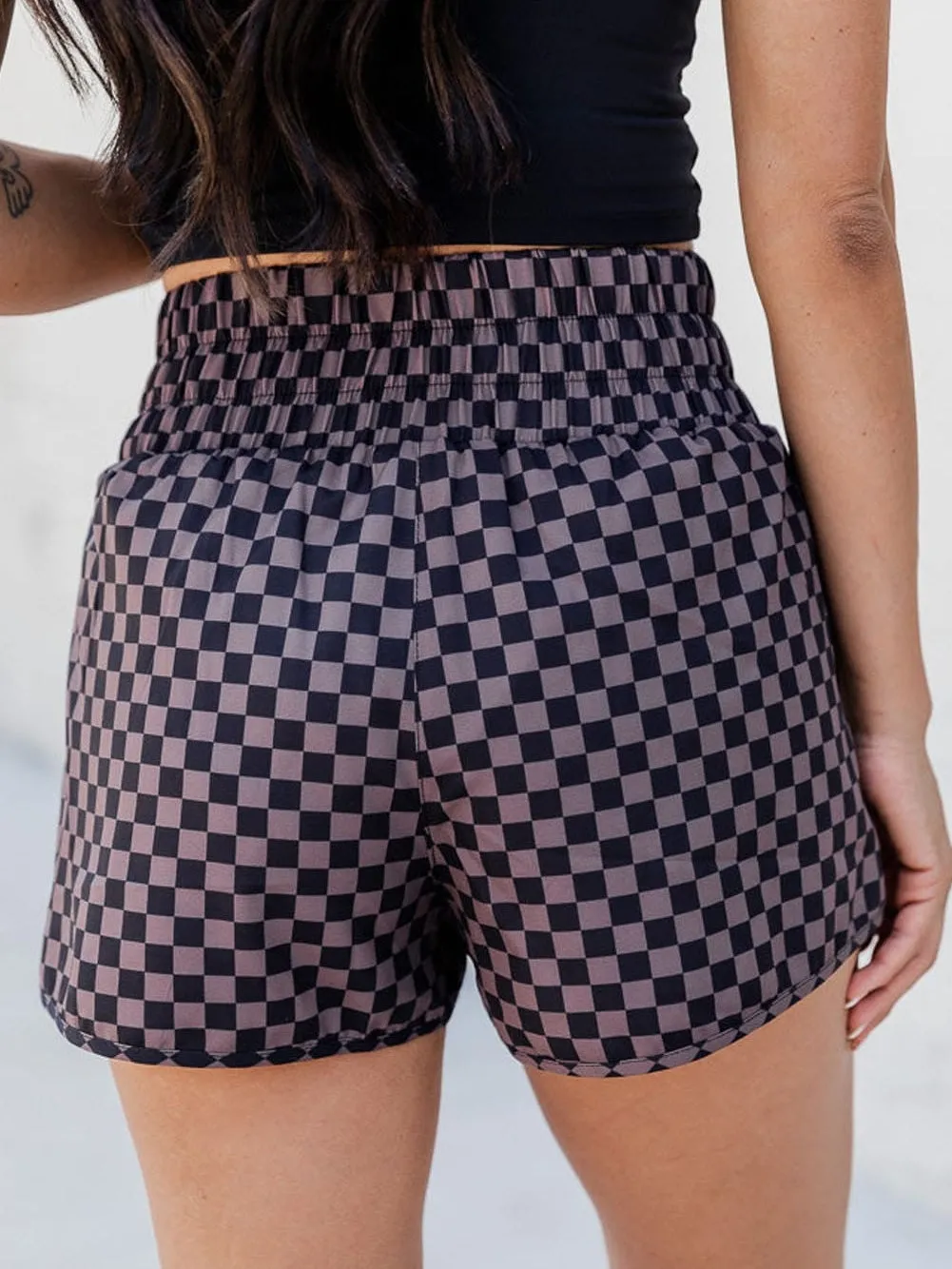 Breathable Checkered Workout Shorts