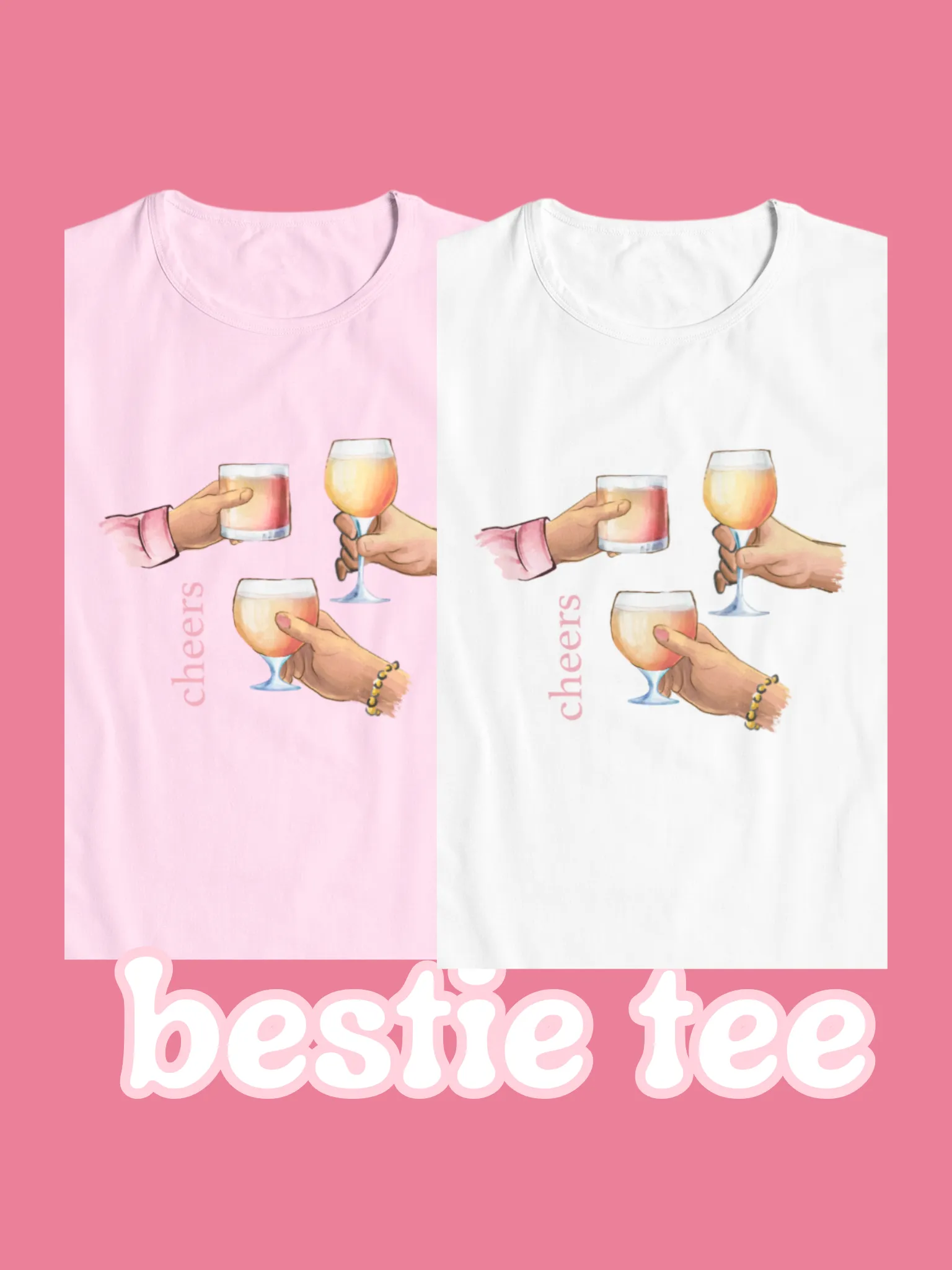 CHEERS, BABY TEE - LYSERØD