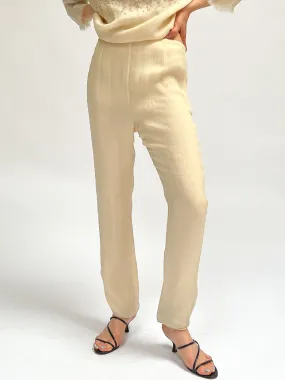 Cream Silk Flowy Pants (S)