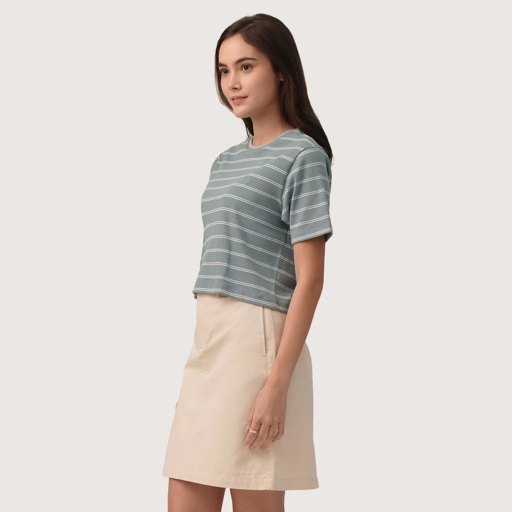 Cropped Stripe T-Shirt