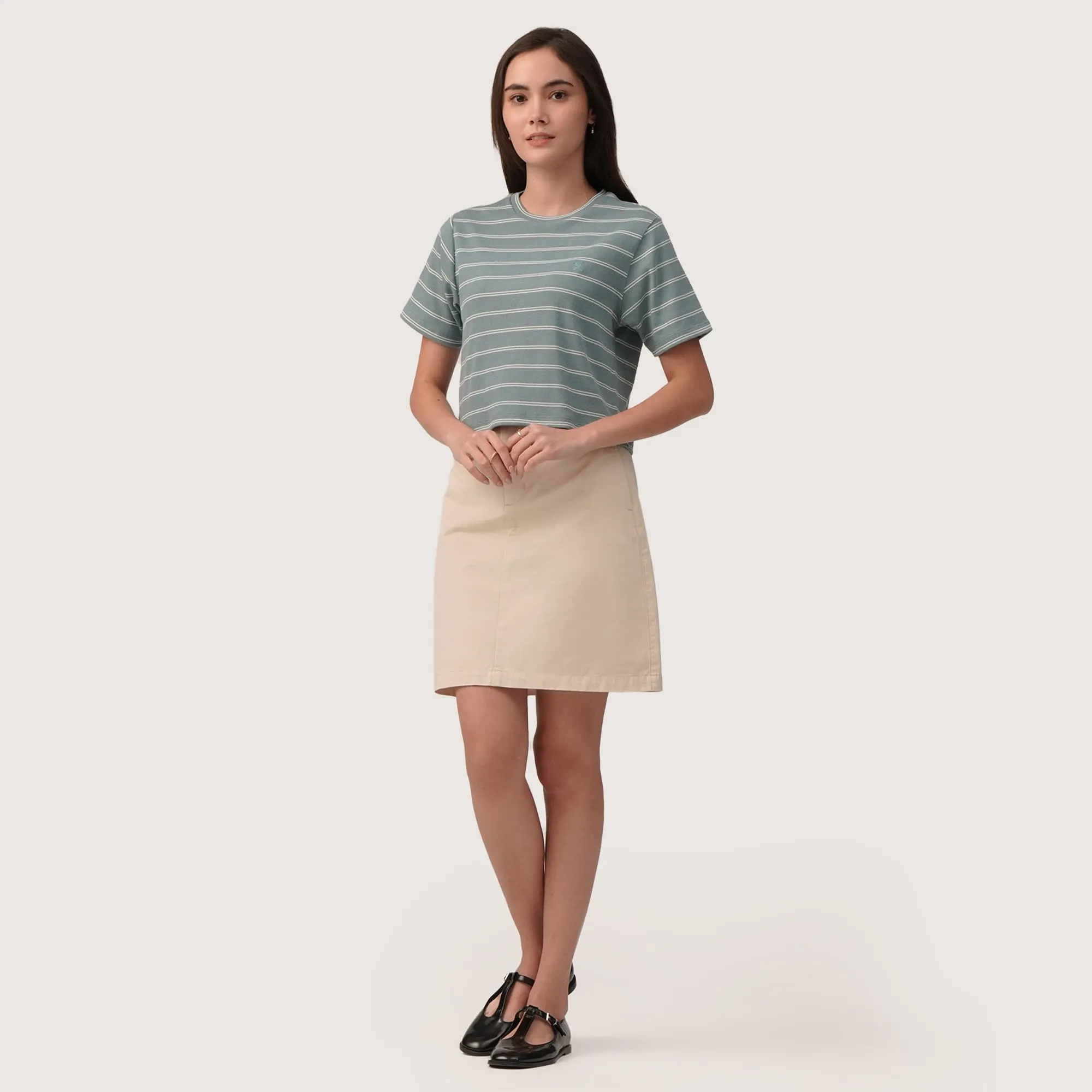 Cropped Stripe T-Shirt