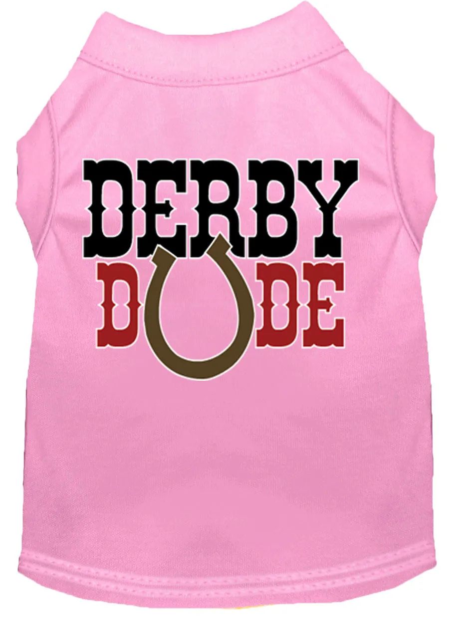 Derby Dude Screen Print Dog Shirt Light Pink Xl