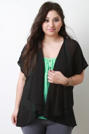 Draping High Low Semi-Sheer Cardigan