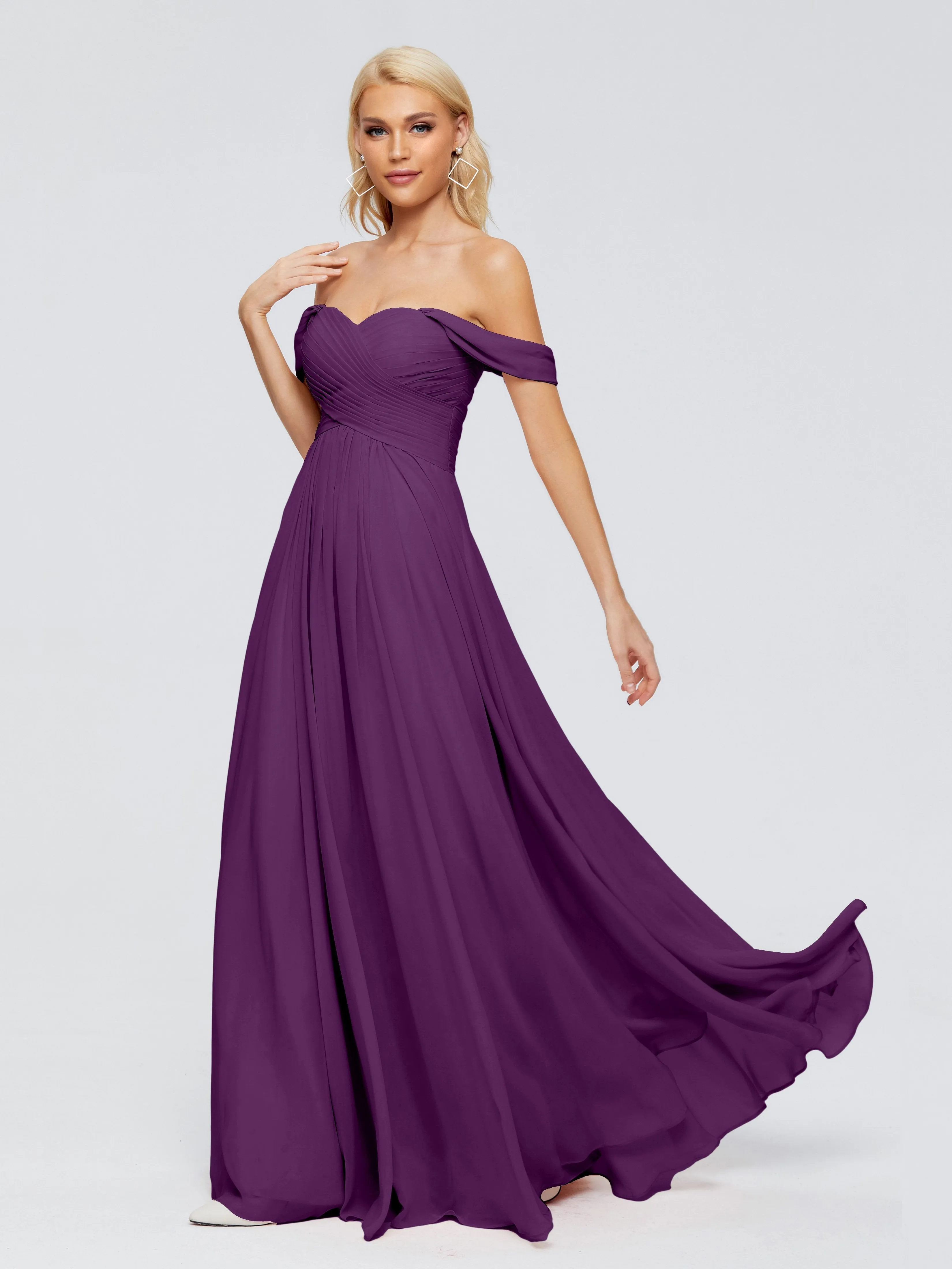 Grape Coloured Bridesmaid Dresses Trinity Gorgeous Off The Shoulder Long Chiffon Bridesmaid Dresses