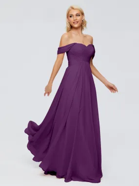 Grape Coloured Bridesmaid Dresses Trinity Gorgeous Off The Shoulder Long Chiffon Bridesmaid Dresses