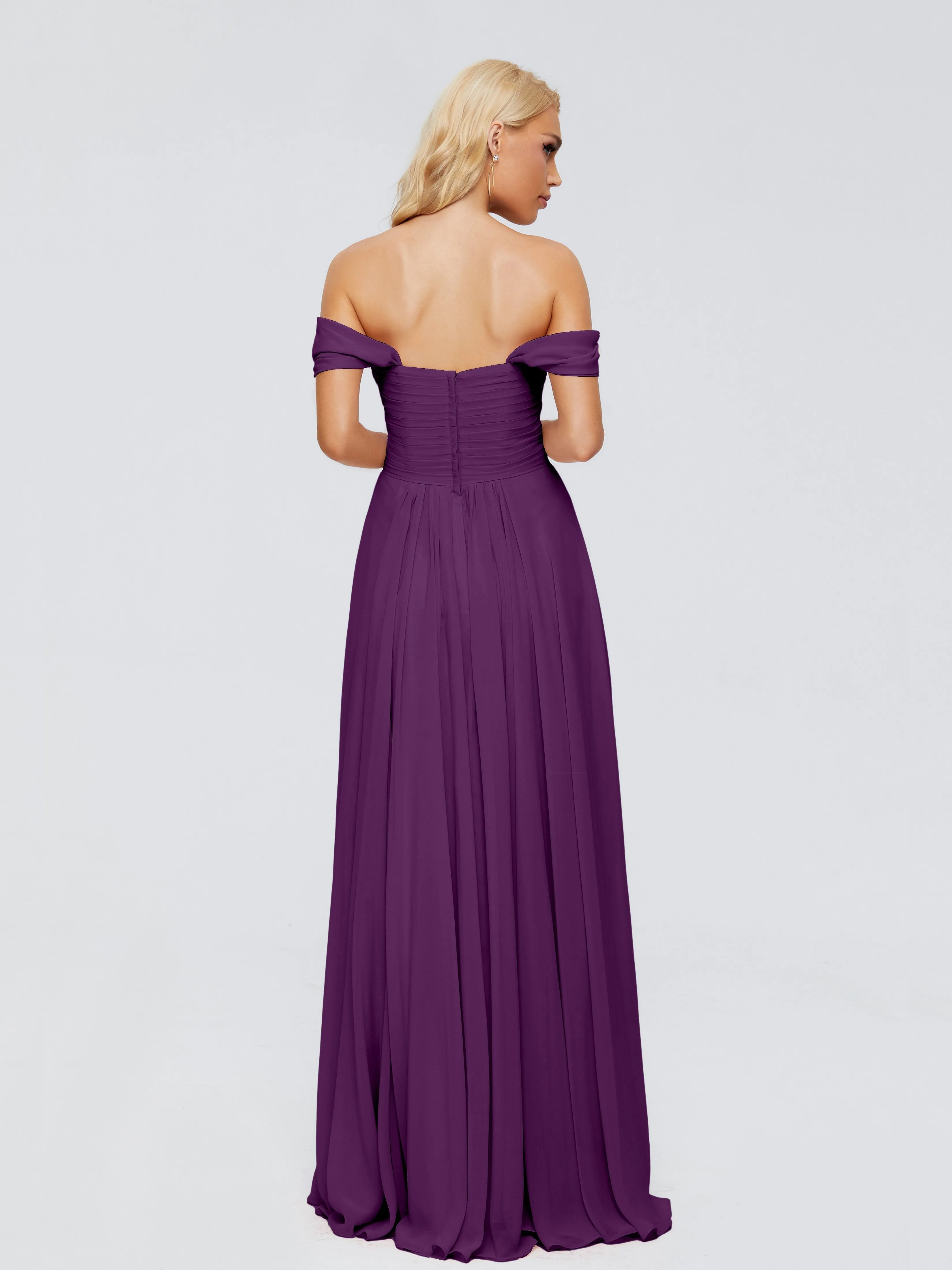 Grape Coloured Bridesmaid Dresses Trinity Gorgeous Off The Shoulder Long Chiffon Bridesmaid Dresses