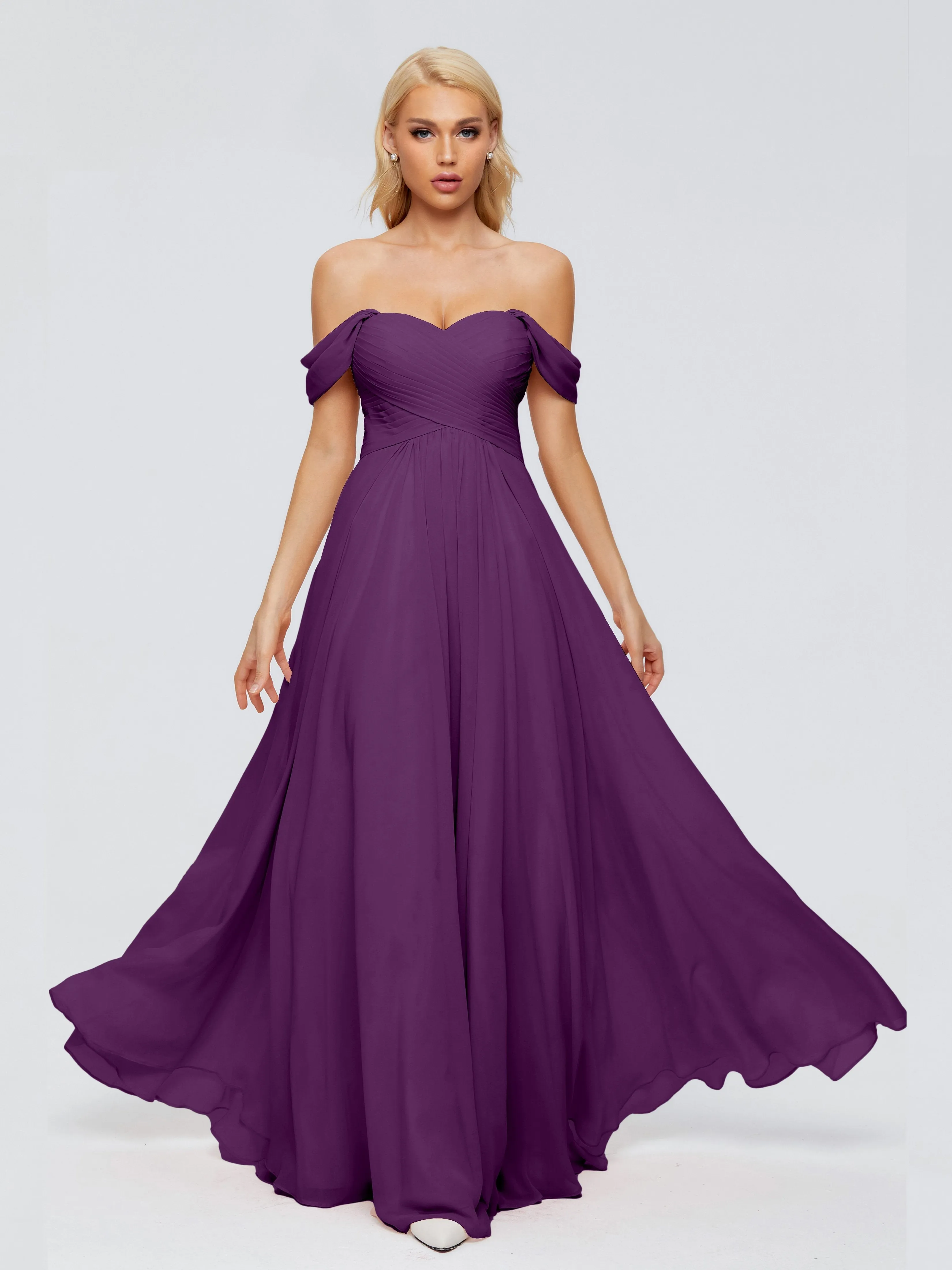 Grape Coloured Bridesmaid Dresses Trinity Gorgeous Off The Shoulder Long Chiffon Bridesmaid Dresses