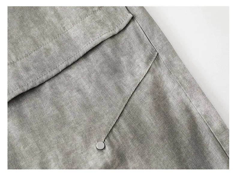 Grey Relaxed Fit Straight Trousers