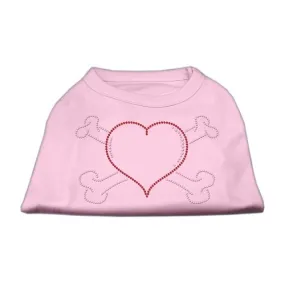 Heart and Crossbones Rhinestone Shirts Light Pink XXXL(20)