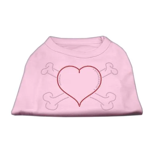 Heart and Crossbones Rhinestone Shirts Light Pink XXXL(20)