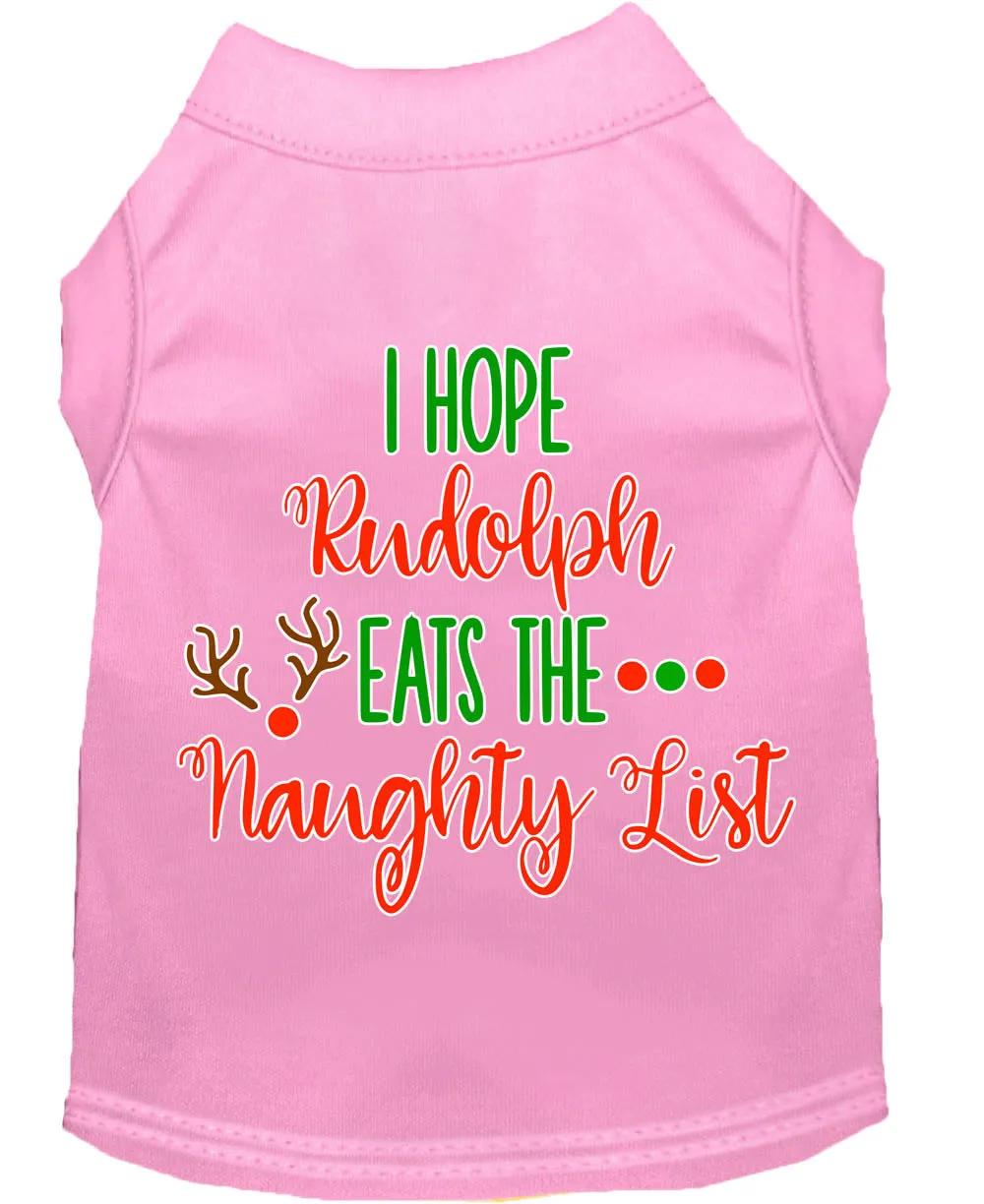 Hope Rudolph Eats Naughty List Screen Print Dog Shirt Light Pink Xxl