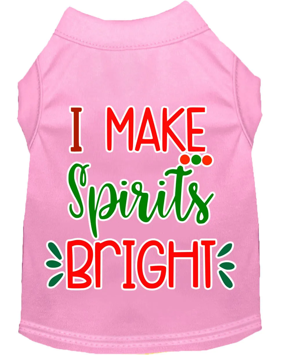 I Make Spirits Bright Screen Print Dog Shirt Light Pink Sm