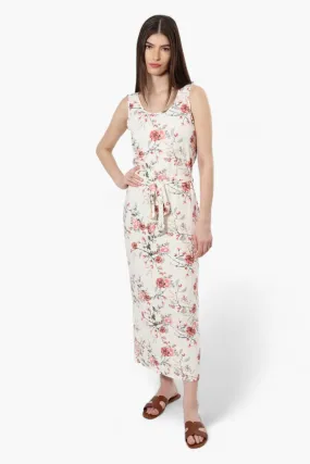 International INC Company Belted Floral Maxi Dress - White