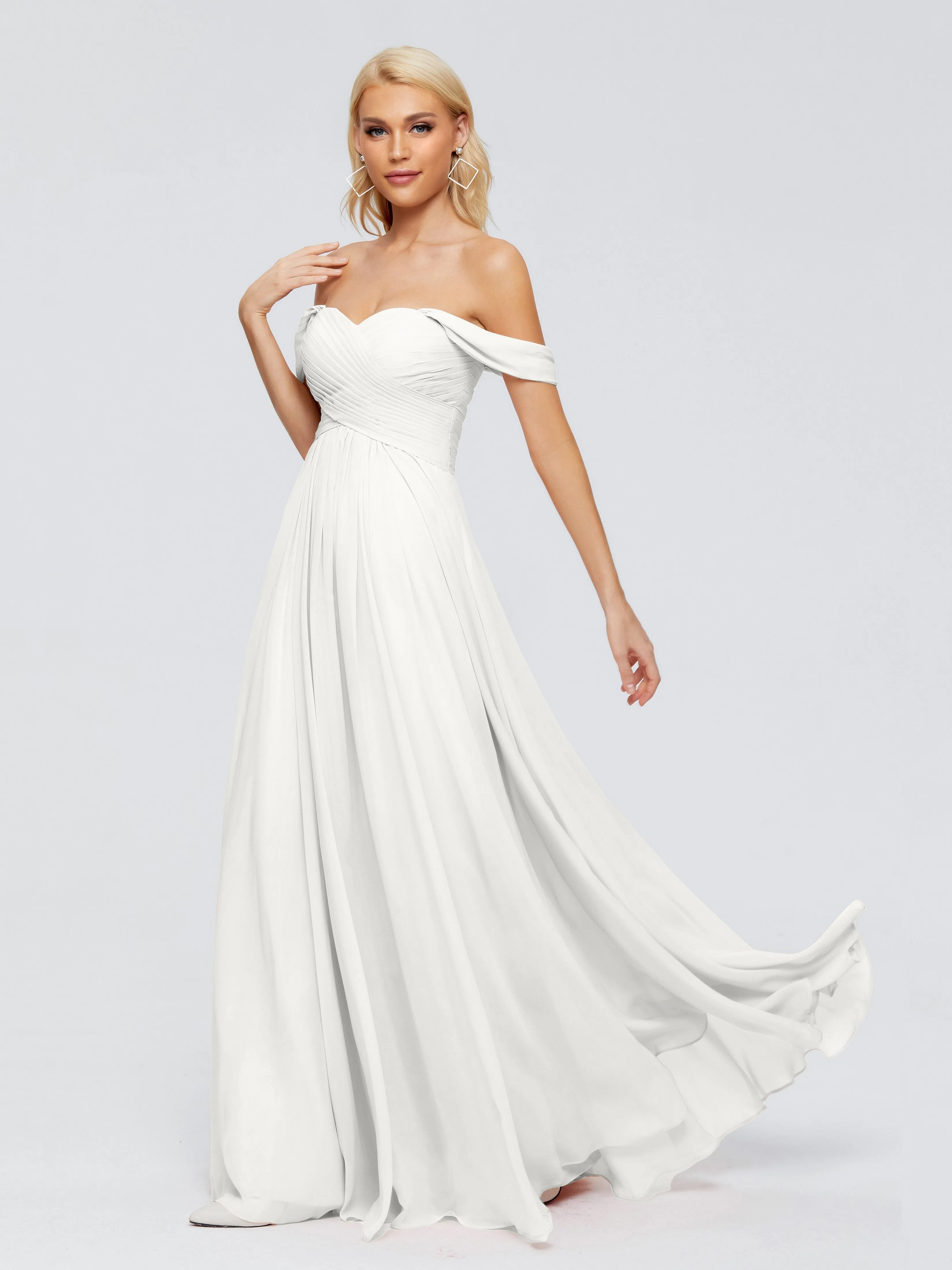 Ivory Bridesmaid Shoes Trinity Gorgeous Off The Shoulder Long Chiffon Bridesmaid Dresses