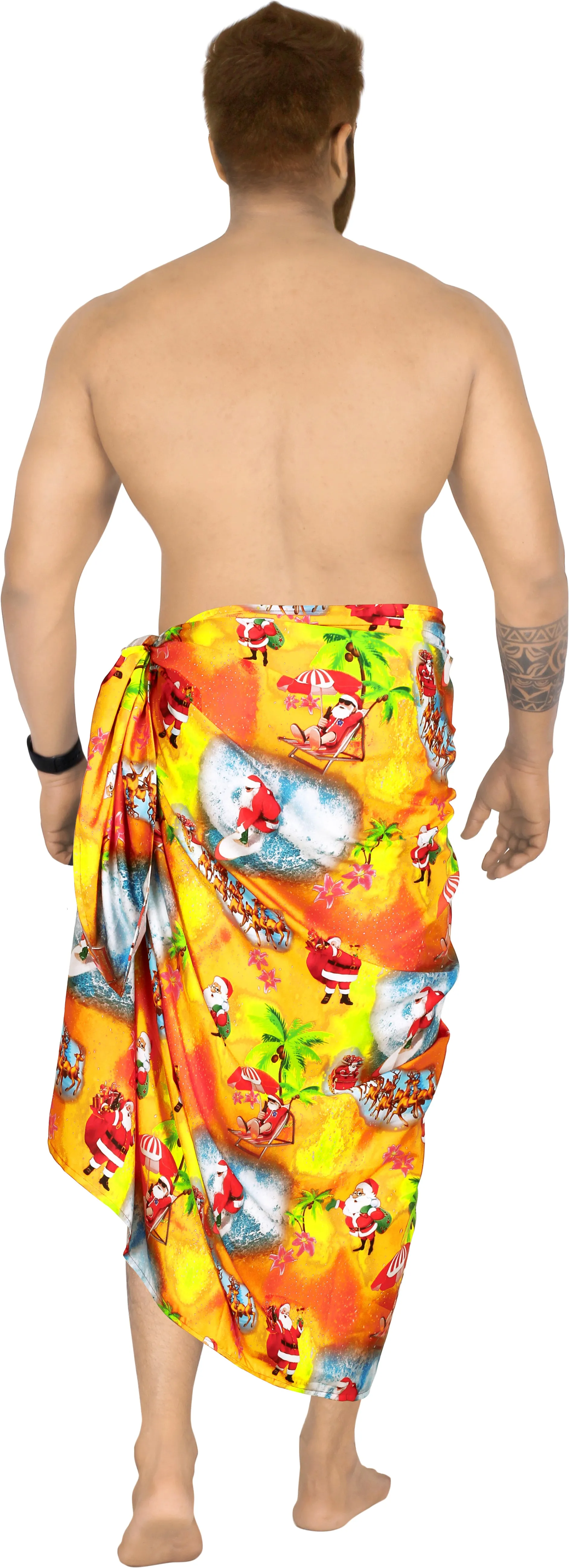 LA LEELA Santa Claus Sarong Beach wear Pareo Cover Up Red_X515 78"X" Christmas