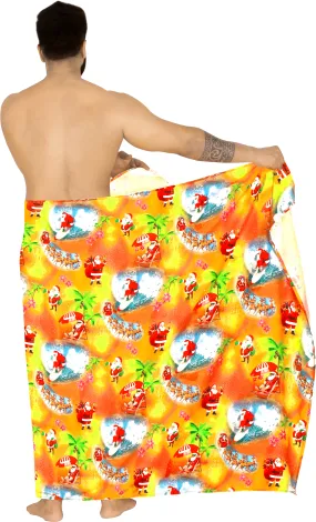 LA LEELA Santa Claus Sarong Beach wear Pareo Cover Up Red_X515 78"X" Christmas