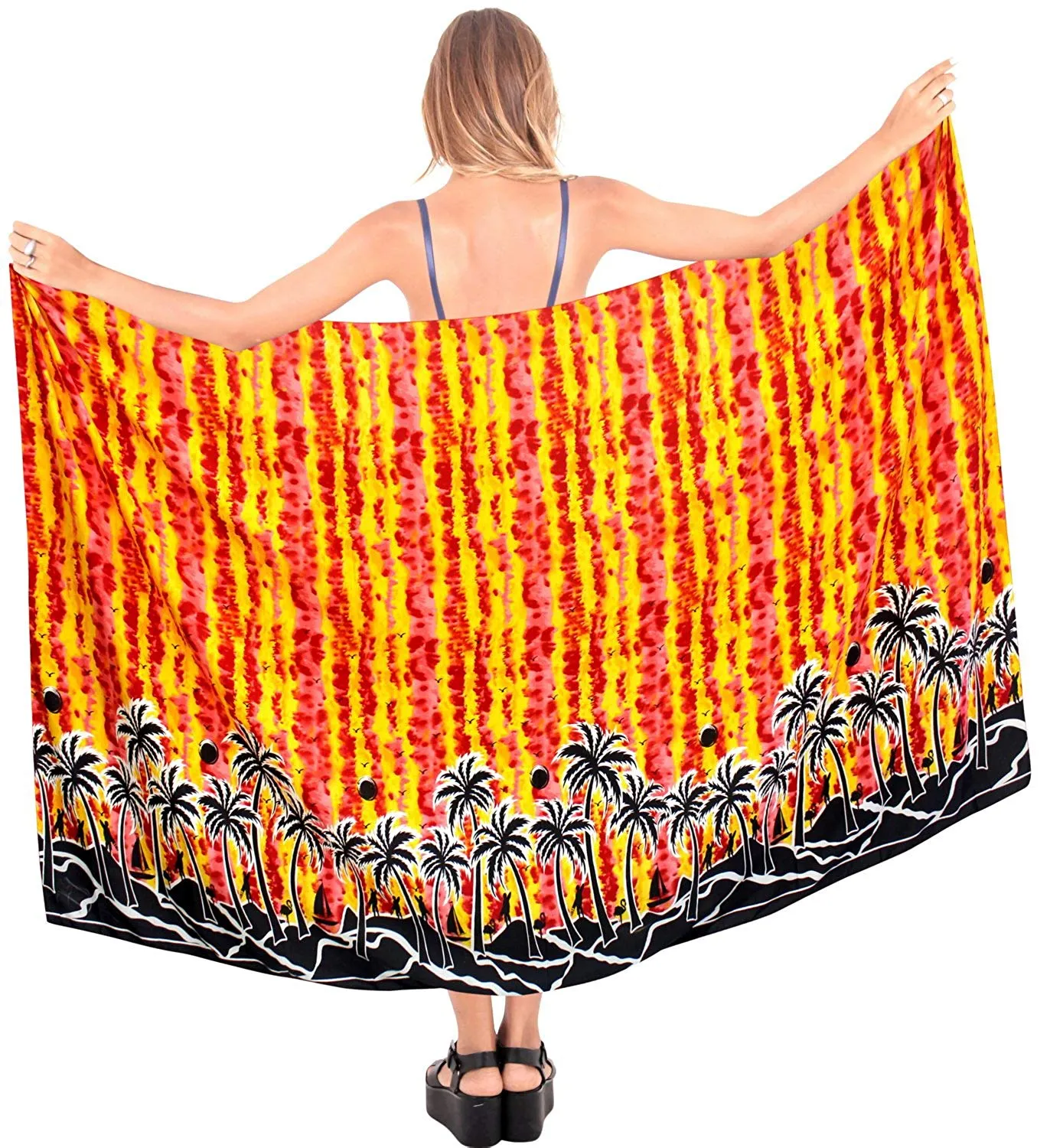 LA LEELA Women Beachwear Bikini Wrap Cover up Swimsuit Dress Sarong 17 ONE Size