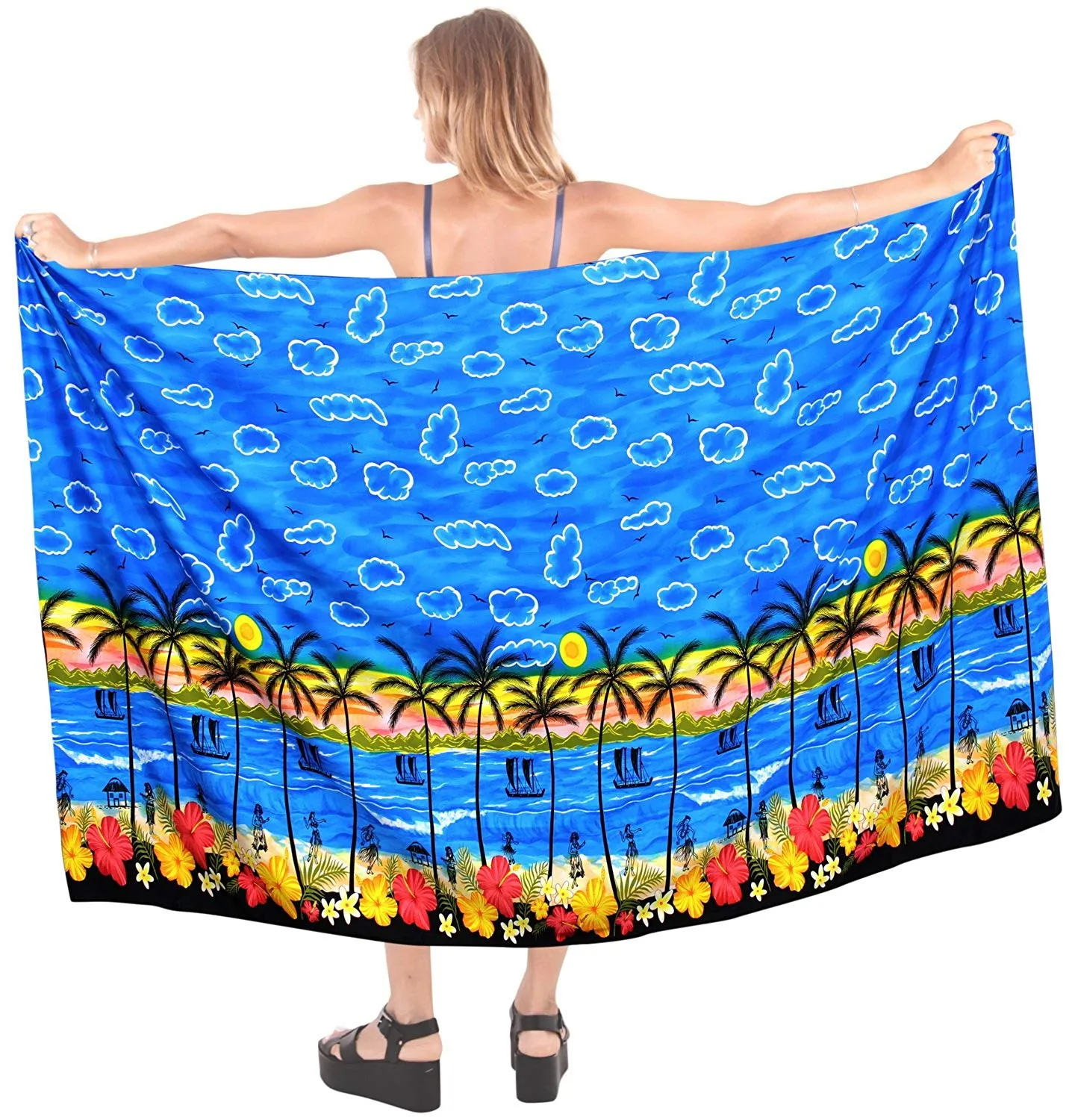 LA LEELA Women Beachwear Bikini Wrap Cover up Swimsuit Dress Sarong 17 ONE Size