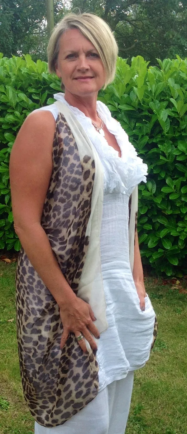 Leopard Print Scarf in Cream