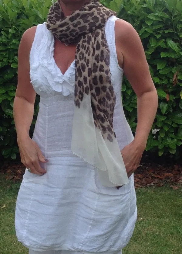 Leopard Print Scarf in Cream