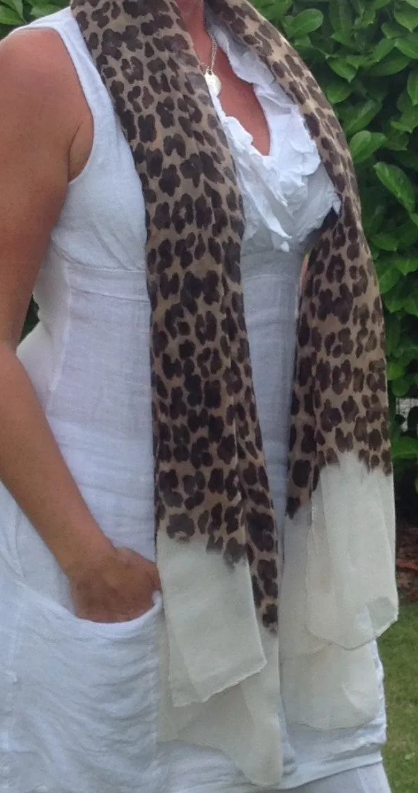 Leopard Print Scarf in Cream