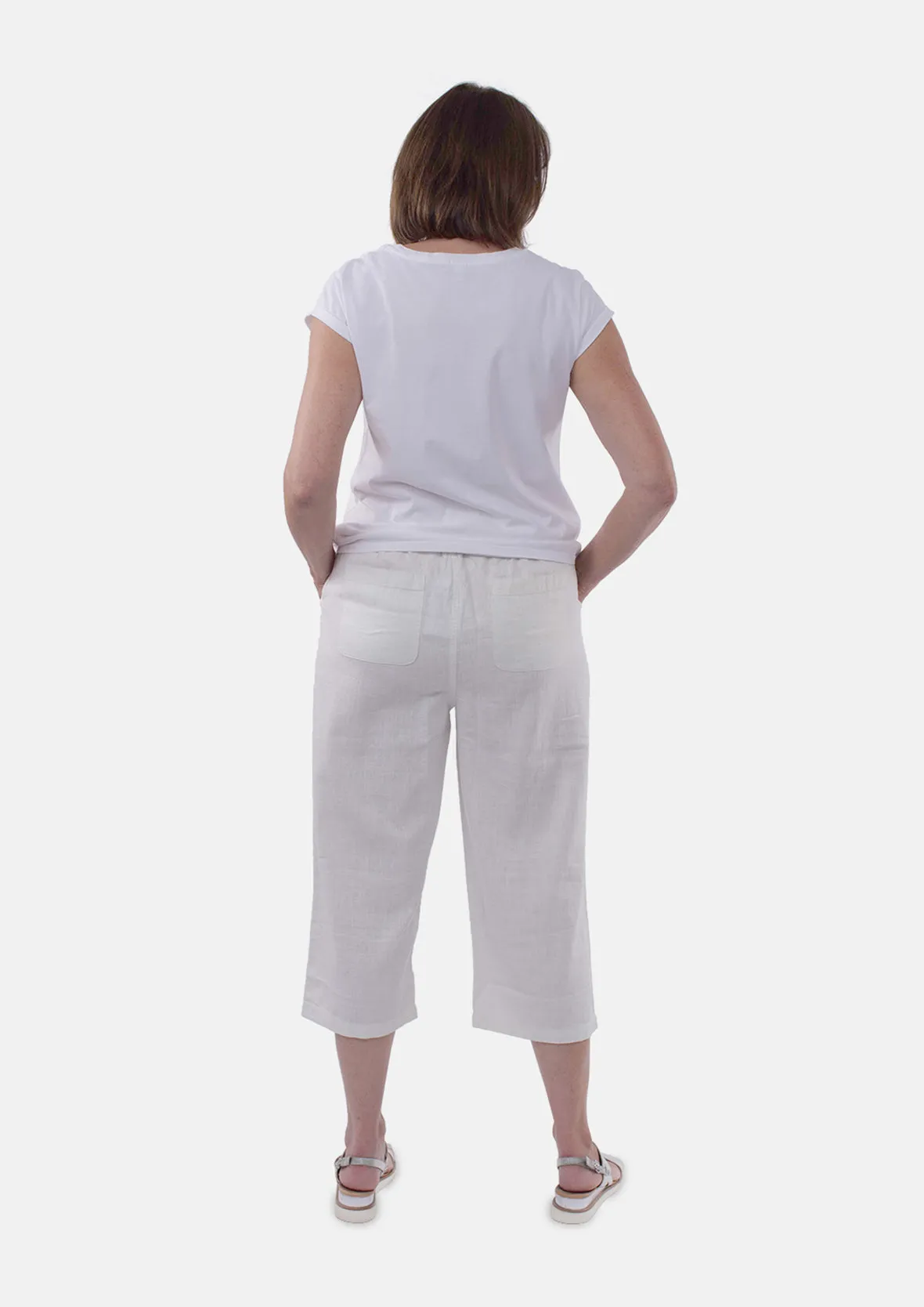 Linen Rich Cropped Trousers With Pockets