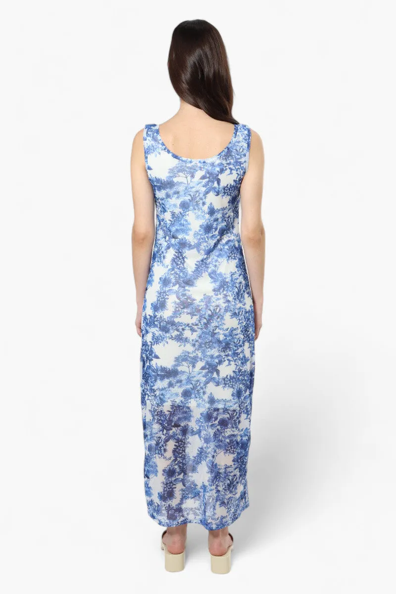 Majora Floral Mesh Maxi Dress - Blue