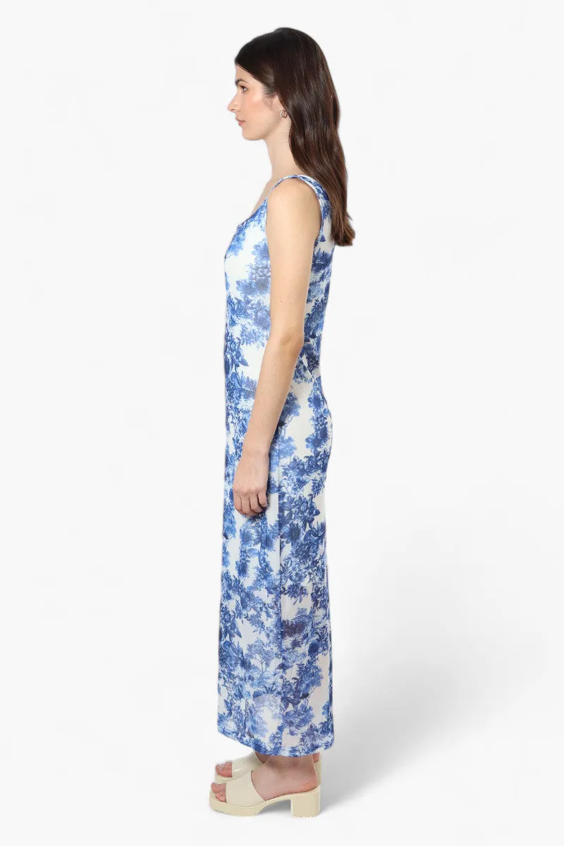 Majora Floral Mesh Maxi Dress - Blue