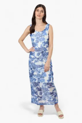 Majora Floral Mesh Maxi Dress - Blue