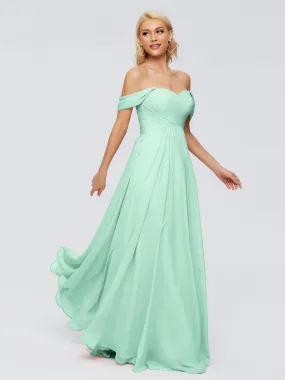 Mint Green Bridesmaid Dresses Uk Trinity Gorgeous Off The Shoulder Long Chiffon Bridesmaid Dresses