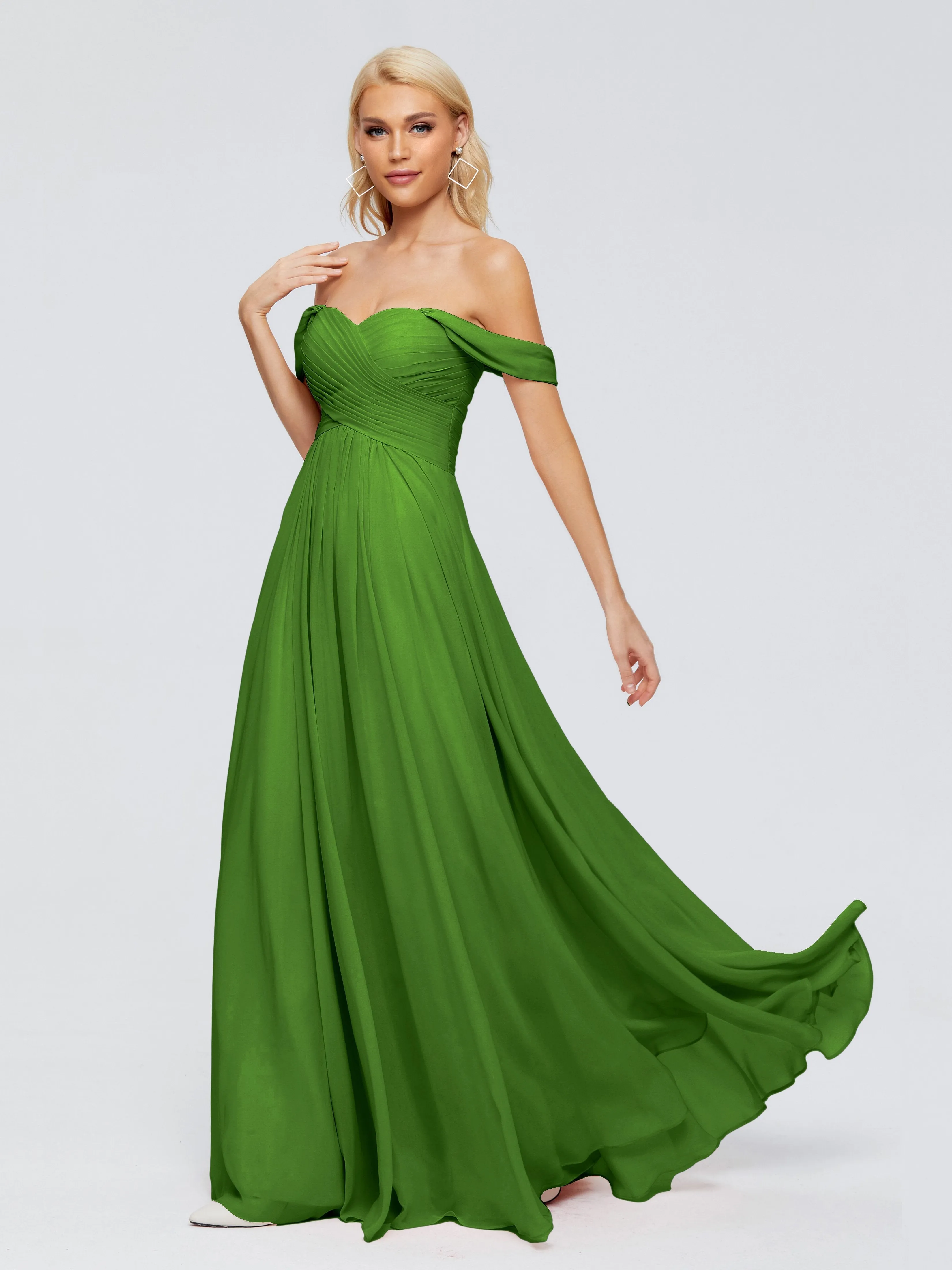 Moss Green Bridesmaids Dresses Trinity Gorgeous Off The Shoulder Long Chiffon Bridesmaid Dresses