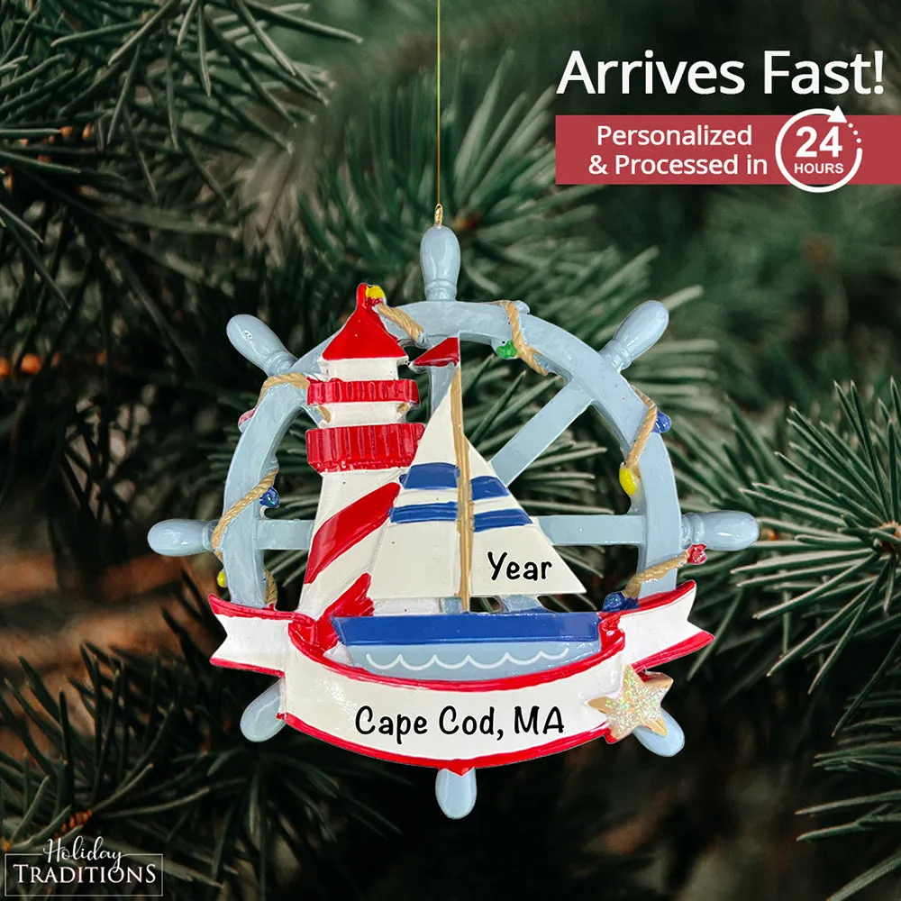 Nautical Sailboat Christmas Ornament