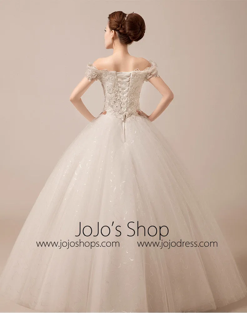 Off Shoulder Debutante Ball Gown with Scallop Lace Edge | MX5015