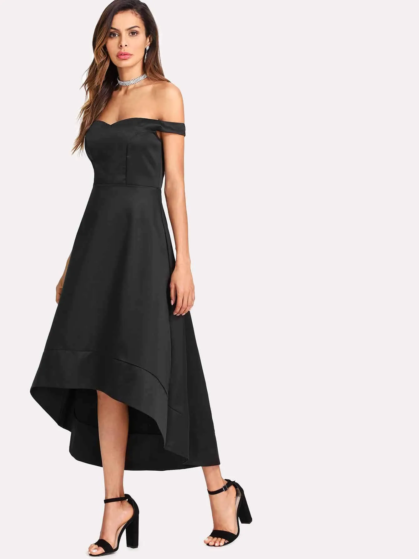 Off Shoulder Dip Hem Dress