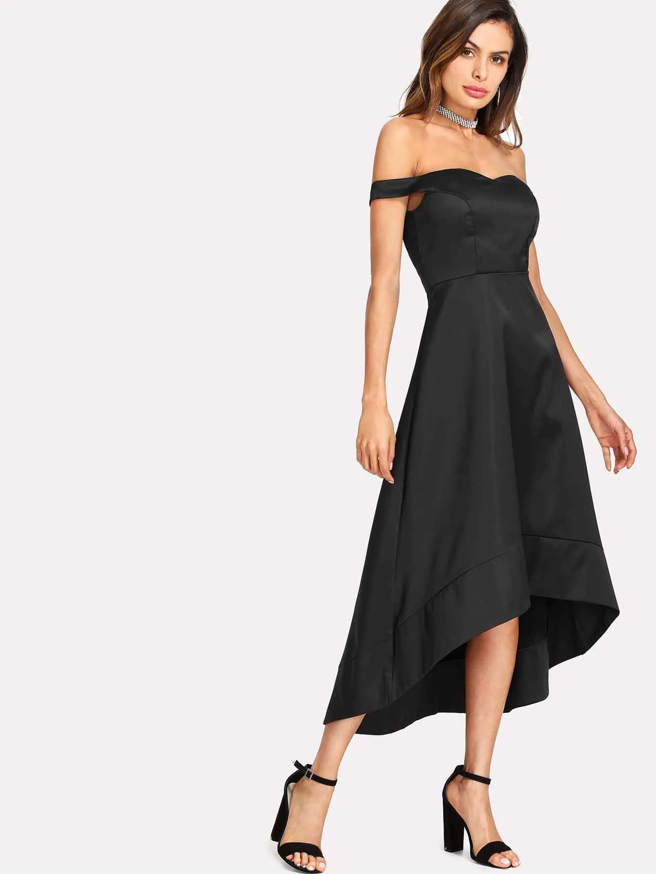 Off Shoulder Dip Hem Dress