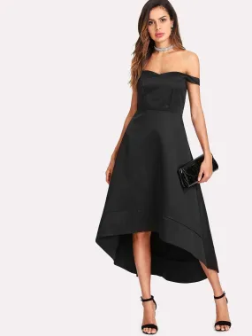 Off Shoulder Dip Hem Dress