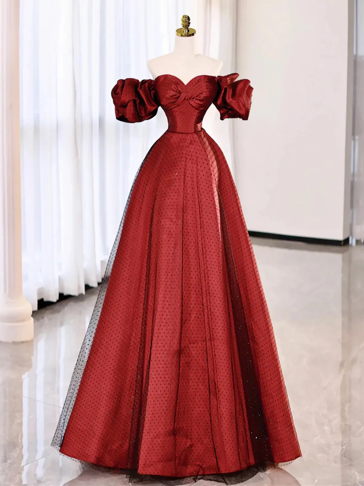 Off the Shoulder Red Long Prom Dresses, Off Shoulder Red Long Formal Evening Dresses