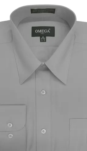 Omega Light Grey Long Sleeve Dress Shirt