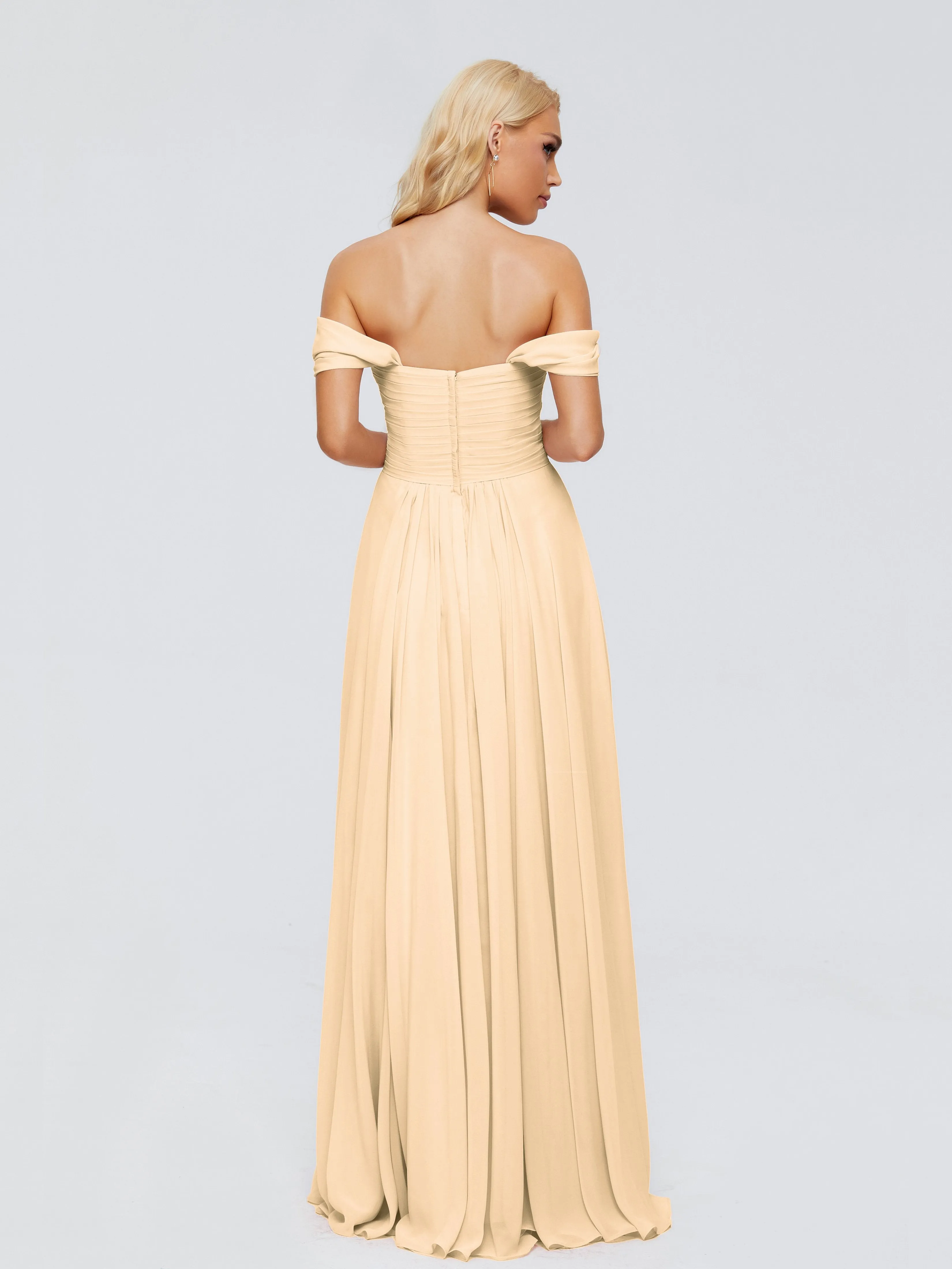 Peach Coloured Bridesmaid Dresses Trinity Gorgeous Off The Shoulder Long Chiffon Bridesmaid Dresses